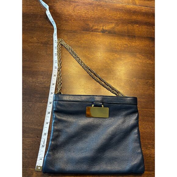 Vintage Triangle New York Navy Blue and Gold Purse Handbag - Picture 3 of 5